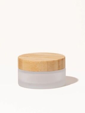 *Pack of 24* Makesy New 3.4oz / 100ml frosted glass & bamboo jar - Sold as Set